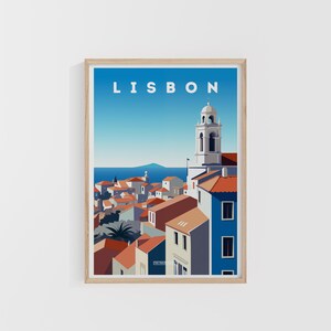 Lisbon Travel Print. Portugal Poster. Europe Travel Print. Custom Travel Poster. Backpacker Wall Art. Wanderlust Home Decor.