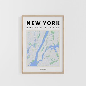 Mappa di New York City. Stampa di viaggio USA. Mappa dell'America. Mappe del mondo. Mappe stradali. Poster di viaggio personalizzato. Arte murale per backpacker.