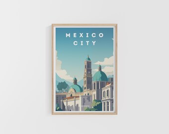 Mexico City Travel Print. Mexico Poster. South America Travel Print. Custom Travel Poster. Backpacker Wall Art. Wanderlust Home Decor.