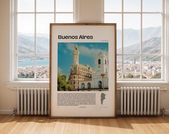 Buenos Aires Travel Print. Buenos Aires Poster. Argentina Travel Print. Custom Travel Poster. Backpacker Wall Art. Wanderlust Home Decor.