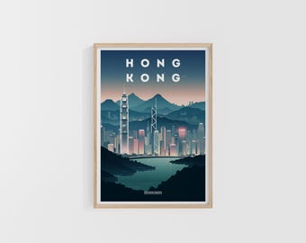 Hong Kong Travel Print. Asia Travel Print. Custom Travel Poster. Backpacker Wall Art. Wanderlust Home Decor.