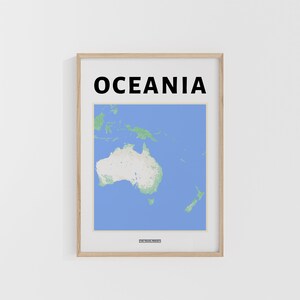 Mapa de Oceanía. Impresión de viajes por Oceanía. Mapa de Australasia. Mapas del mundo. Mapas callejeros. Póster de viaje personalizado. Arte mural para mochileros.