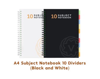 A4 Translucent Subject Notebook with 10 Dividers - 300 Pages Journal Book ( 150 Sheets )  - 100gsm Lined Paper - A4 Notepad.