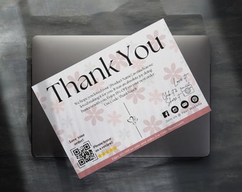 Carte de remerciement Modèle de carte de remerciement Carte de remerciement imprimable Carte de remerciement pour petite entreprise Carte de remerciement avec fleur modifiable