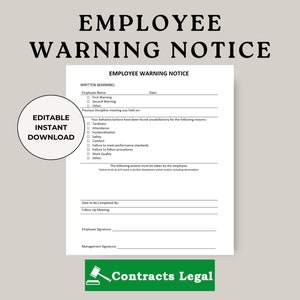 Employee Warning Notice Template: HR Employee Discipline Form (Digital Download)