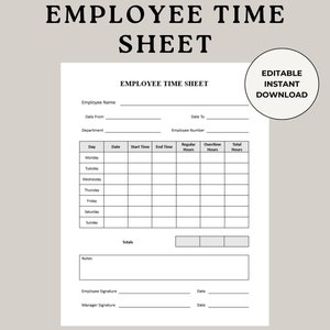 Feuille de temps de l'employé, Feuille de temps modifiable, Feuille de temps, Feuille de temps imprimable, Feuille de pointage, Gestion du personnel, Feuille de temps hebdomadaire, Heures de travail