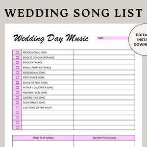 Wedding Song List, DJ Questionnaire, Wedding Processional, DJ Song List, Ceremony Music List, Wedding DJ Playlist, Wedding Playlist