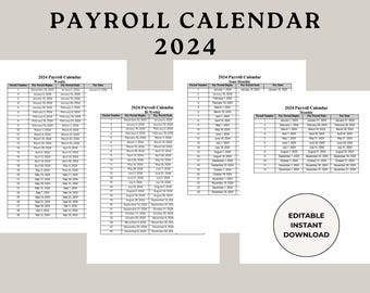 2024 Bi-weekly Payroll Calendar Template - Etsy