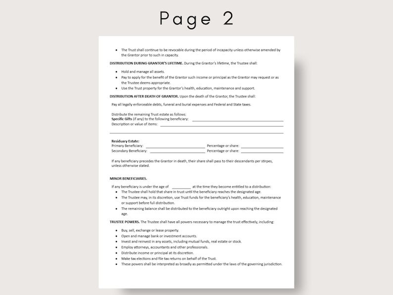 Revocable Living Trust, Estate Planning, Living Trust Template, Trust ...