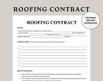 Plantilla de contrato de techado: Formulario de servicio de techado (descarga digital, tamaño carta de EE. UU.)