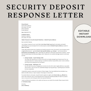 Respuesta a carta de depósito de seguridad, deducciones detalladas, depósito de seguridad, reembolso de depósito, desalojo, documentos del inquilino, carta de devolución