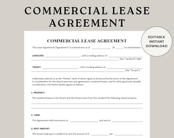 Commerciële leaseovereenkomst, commerciële overeenkomst, commercieel contract, leasecontract, zakelijke lease, eigendomscontract, formulier verhuurder