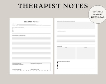 Therapist Notes Template: Counseling, Psychotherapy, Client Progress (PDF & Word)