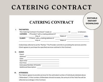 Catering Contract Template: Event Planner Agreement (PDF & Word)