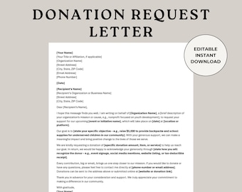 Donation Request Letter Template: Customizable Fundraising Letter (Digital Download, MS Word & PDF)