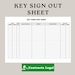 Key Sign Out Sheet: Key Control Log (digital Download) - Etsy