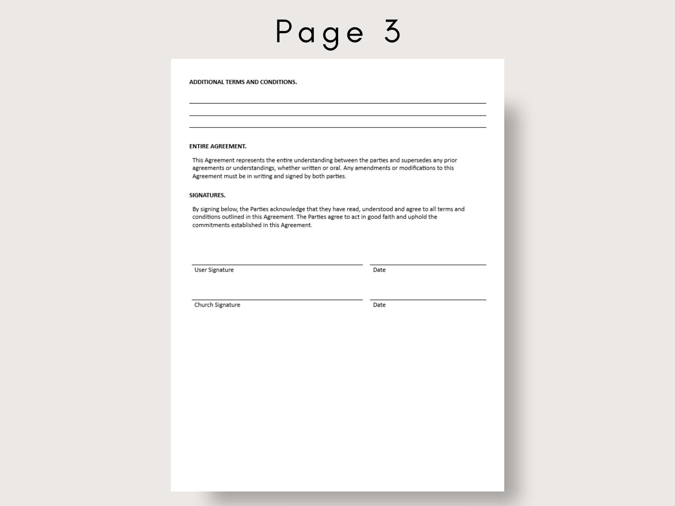 Church Facility Use Agreement Template Customizable Event Venue Rental