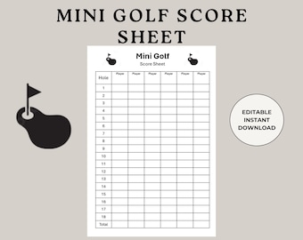 Mini Golf Score Sheet, Putt Putt Scorecard, Mini Golf Scorecard, Printable Scoresheet, Scorecard Template, Golf Score Card, Golf Score Sheet