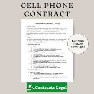 Teen Cell Phone Contract Template: Digital Download for Parents (PDF & Word)