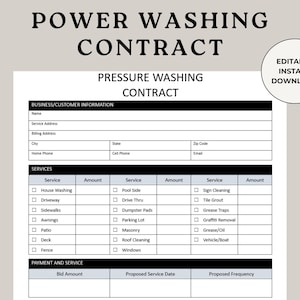 Power Washing Contract, Pressure Washing, Washing Proposal, Washing Contract, Pressure Washer, Power Wash Contract, Roof Algae Removal