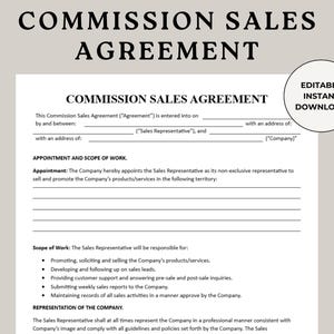 Acuerdo de ventas a comisión, tasas de comisión, contrato de venta, acuerdo de venta, comisión de venta, empleo de ventas, formulario de comisión, licencia de ventas