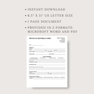 Doctor Reference Form Physician Referral Form, Primary Care Clinic, Doctor Office Form ...