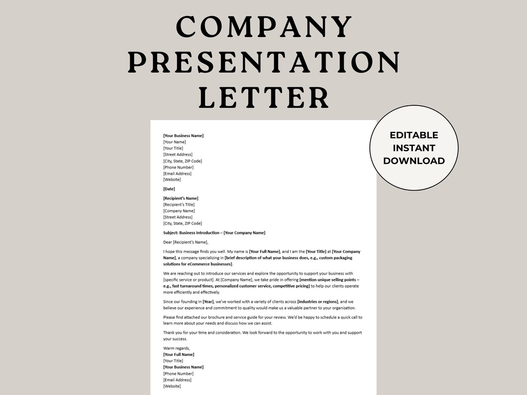 Company Presentation Letter Template: Client Introduction (US Letter ...