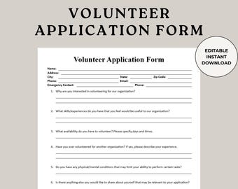 Vorlage für das Bewerbungsformular für Volontäre: NGO, Non-Profit (Microsoft Word & PDF)