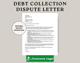 Debt Collection Dispute Letter, Debt Dispute Letter, Debt Validation Letter, Collector Dispute, Debt Collector, Dispute Template, Credit Rep
