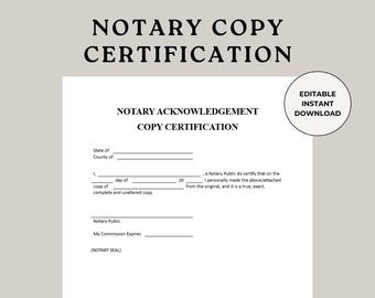 Notary Copy Certification, Notary Letter, Notary Form, Acknowledgment, Acknowledgment Form, General Notary Work, Notary PDF, Notarization