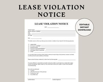 Modello di avviso di violazione del contratto di locazione: modulo locatore-inquilino (download digitale)