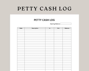 Petty Cash Log Template: Printable Accounting Ledger (PDF & Word)