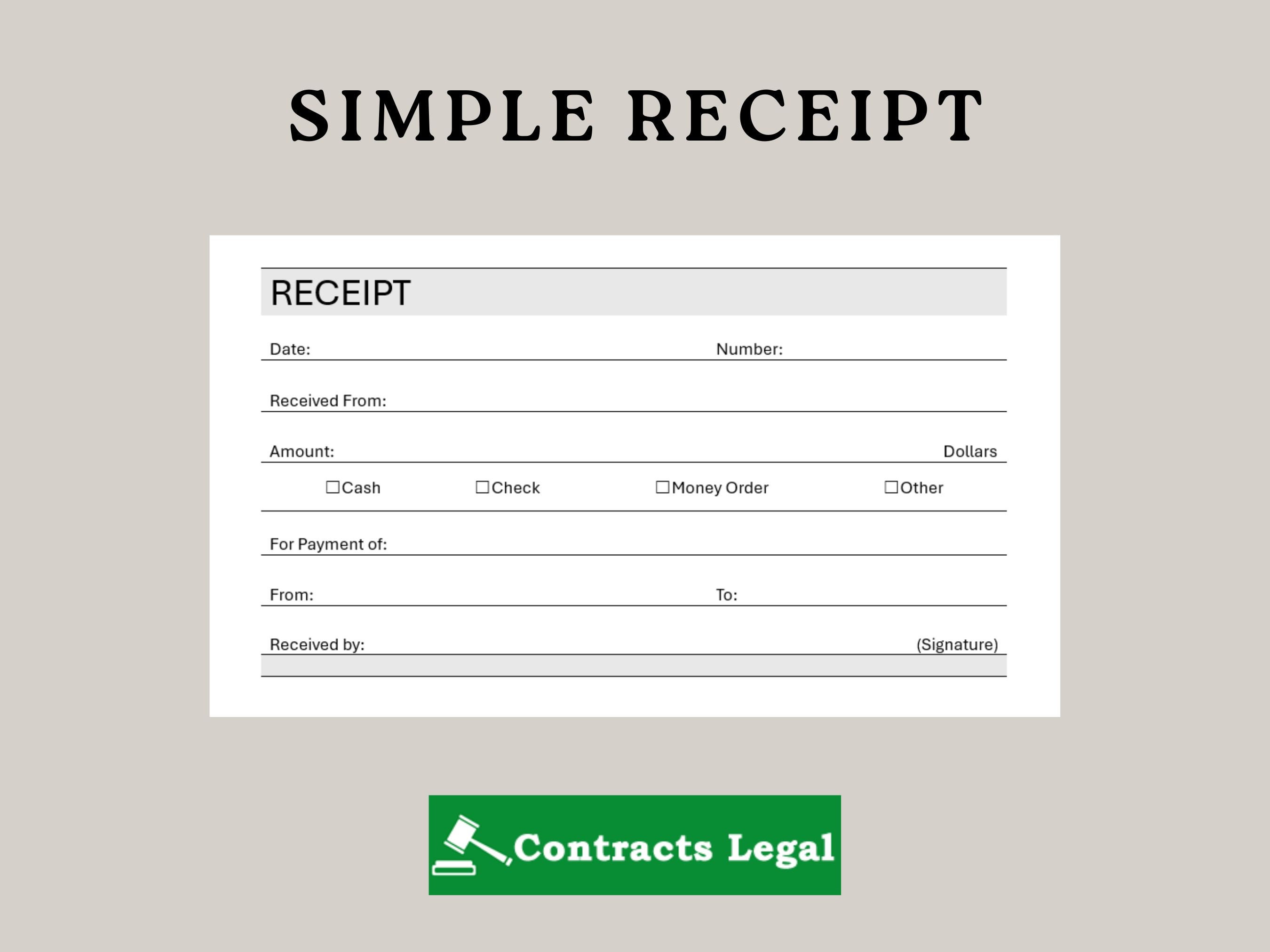 Simple Receipt, Printable Receipt, Receipt Template, Digital Receipt ...