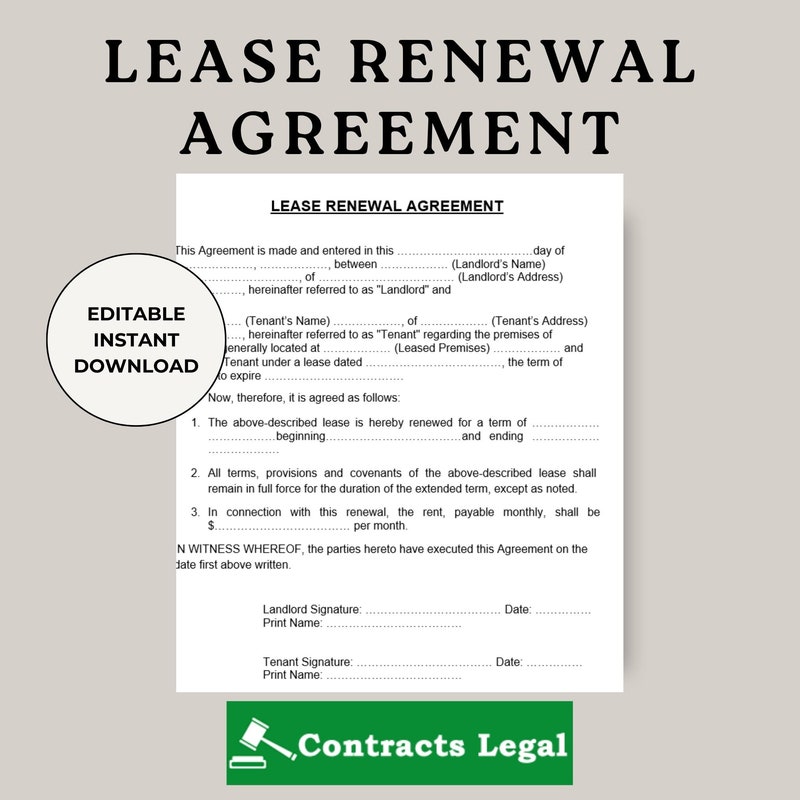 Rental Agreement Renewal Etsy Rental Agreement Renewal Etsy