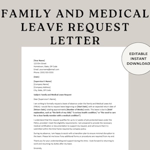 FMLA Leave Request Letter Template: Medical & Personal Leave (Digital Download)