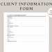 Client Information Form Template: Customizable Client Intake (digital ...