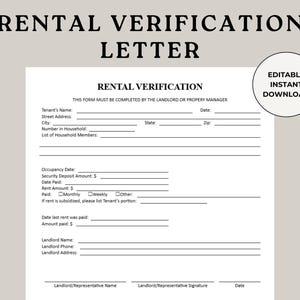 Carta de verificación de alquiler, Carta de alquiler, Carta de verificación, Referencia de arrendador, Referencia de inquilino, Referencia de apartamento, Alquiler de alquiler