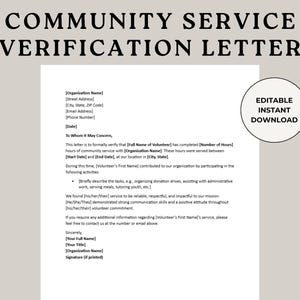Carta de verificación de servicio comunitario, carta de verificación, plantilla de carta, voluntario sin fines de lucro, carta de referencia, formulario de voluntariado, personal
