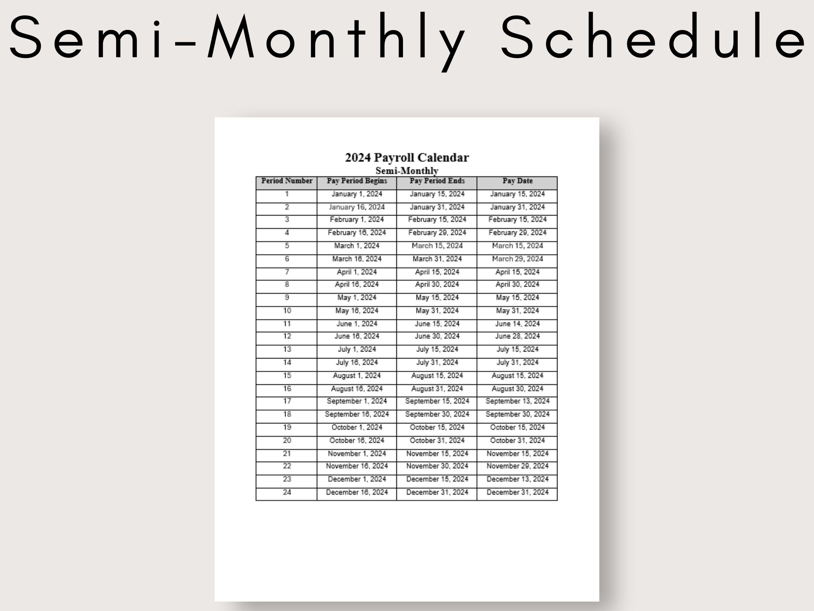 2024 Payroll Calendar, Biweekly Calendar, Payroll Schedule, Human ...