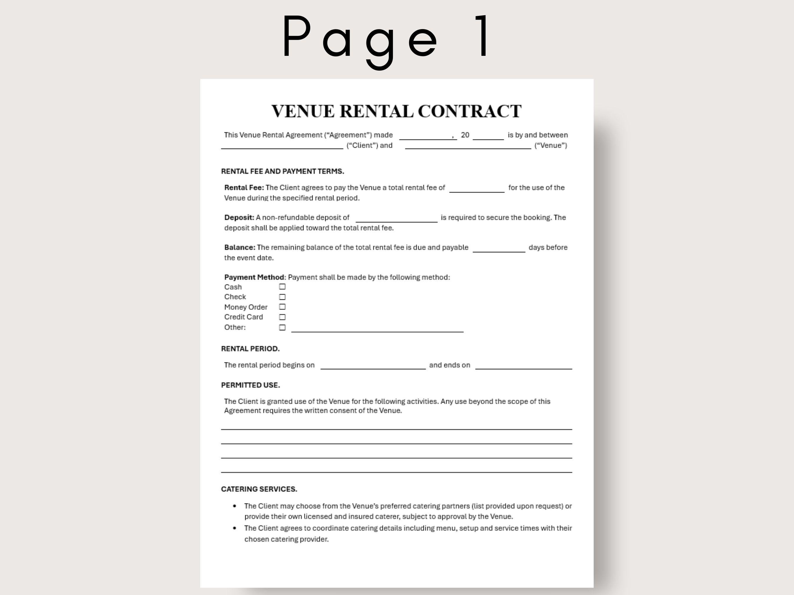 Venue Rental Contract, Wedding Venue Rental, Venue Rental Form, Event Venue Rental Contract, Wedding Venue Rental, Venue Rental Form, Event