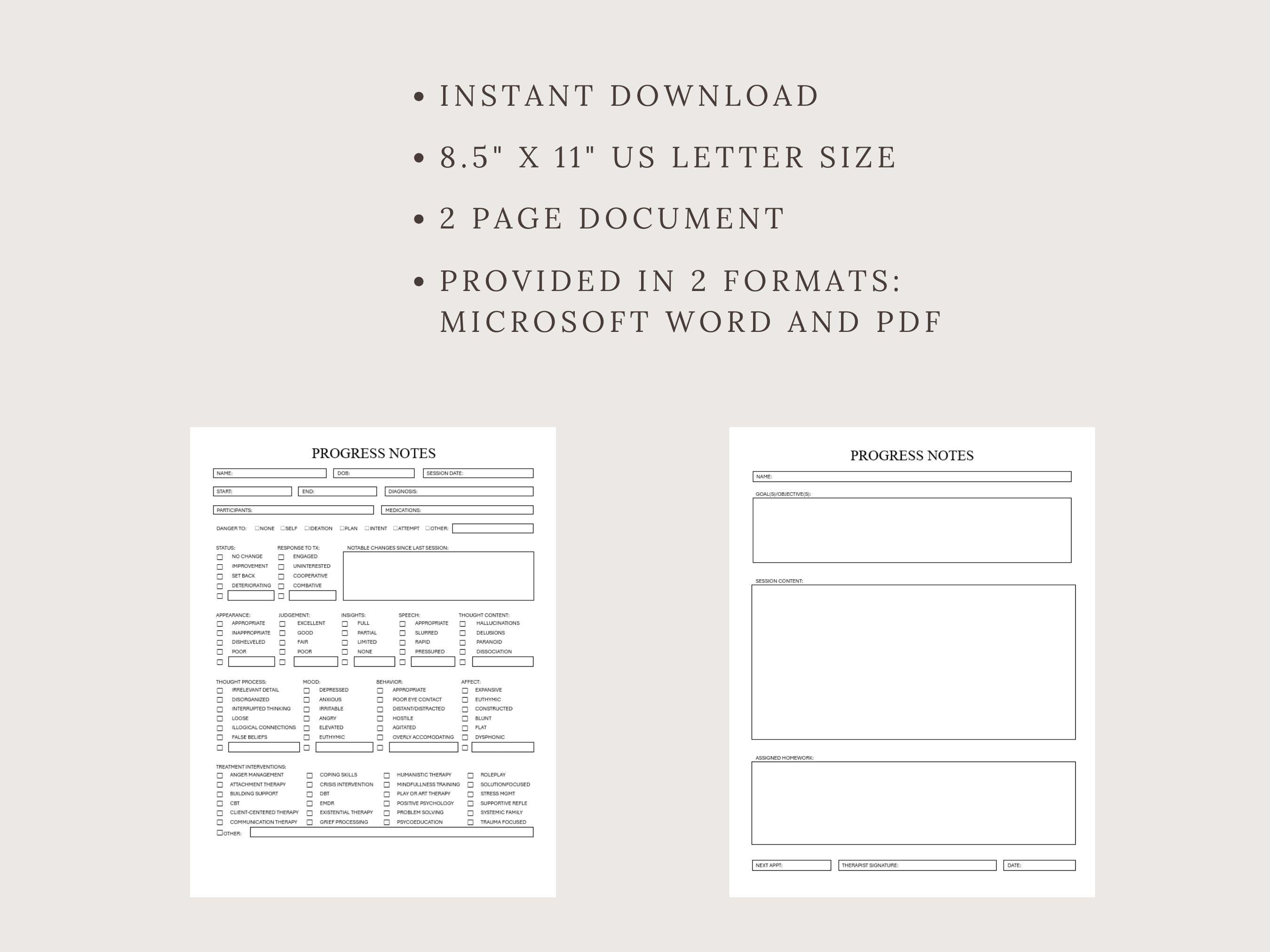 Mental Health Progress Notes Template: Therapy & Social Work (digital ...