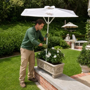 Plant Shade Umbrella | Keeps Soil Wet | Scorch Protection | High Quality | Sturdy Canvas 26.4 " x 14.8" Rectangle Canopy | Sedona Sapphire