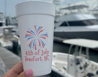 July 4th Cups, Personalized Styrofoam Cups, - July 4th Foam Cups, July 4th Weekend, 4th of July