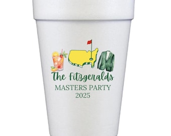 Masters Party Cups, Golf Cups - Foam Cups, Personalized Masters Cups