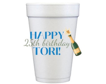 Personalized Styrofoam Cups, Birthday Cups - Birthday Foam Cups, Themed Birthday