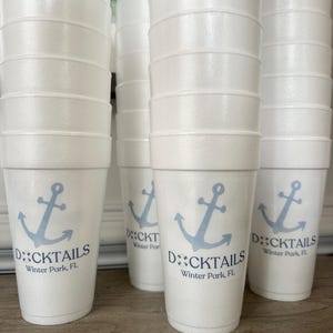 Docktails, Beach House Cups, Personalized Styrofoam Cups, Beach Party Cups, Beach Cups - Foam Cups