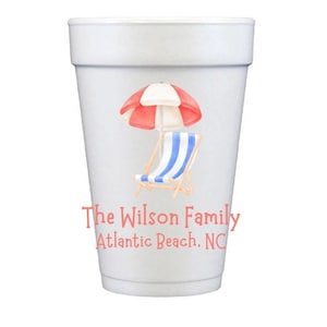 Personalized Styrofoam Cups, Beach Party Cups, Beach Cups - Foam Cups