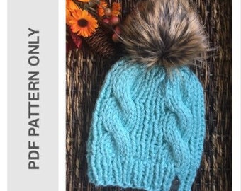 KNIT PATTERN - Knotty Cable Beanie -  PDF Pattern Only