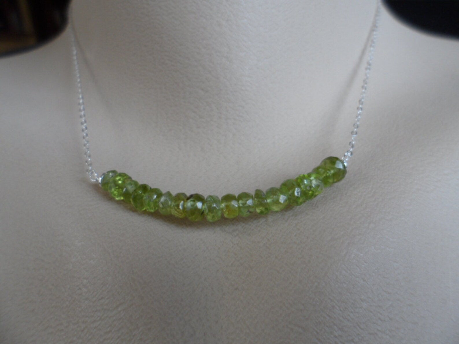 Lovely Peridot Bar Necklace Gift for Her Birthday Gift Etsy
