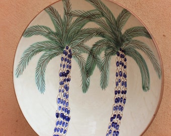Palm Tree Clay Bowl,Exotic Home Decor,Artisan Pottery,Cultural Gifts